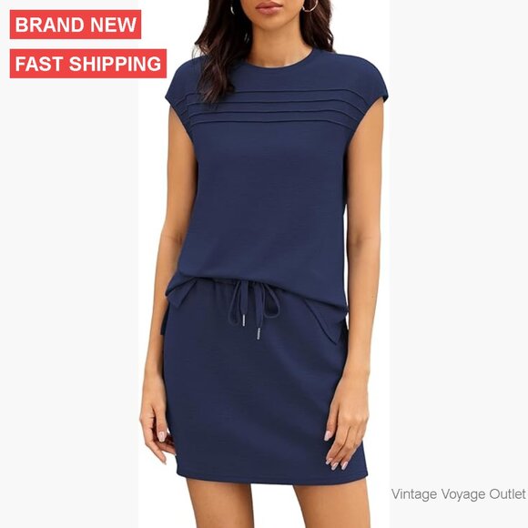 Large Two Piece Set Cap Sleeve Top Skort Polyester Rayon Spandex Active Wear